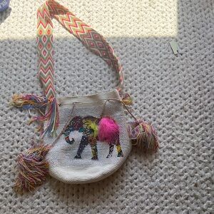 Womens Multicolor Elephant Crossbody Bag - Boho Pom Pom Shoulder Purse